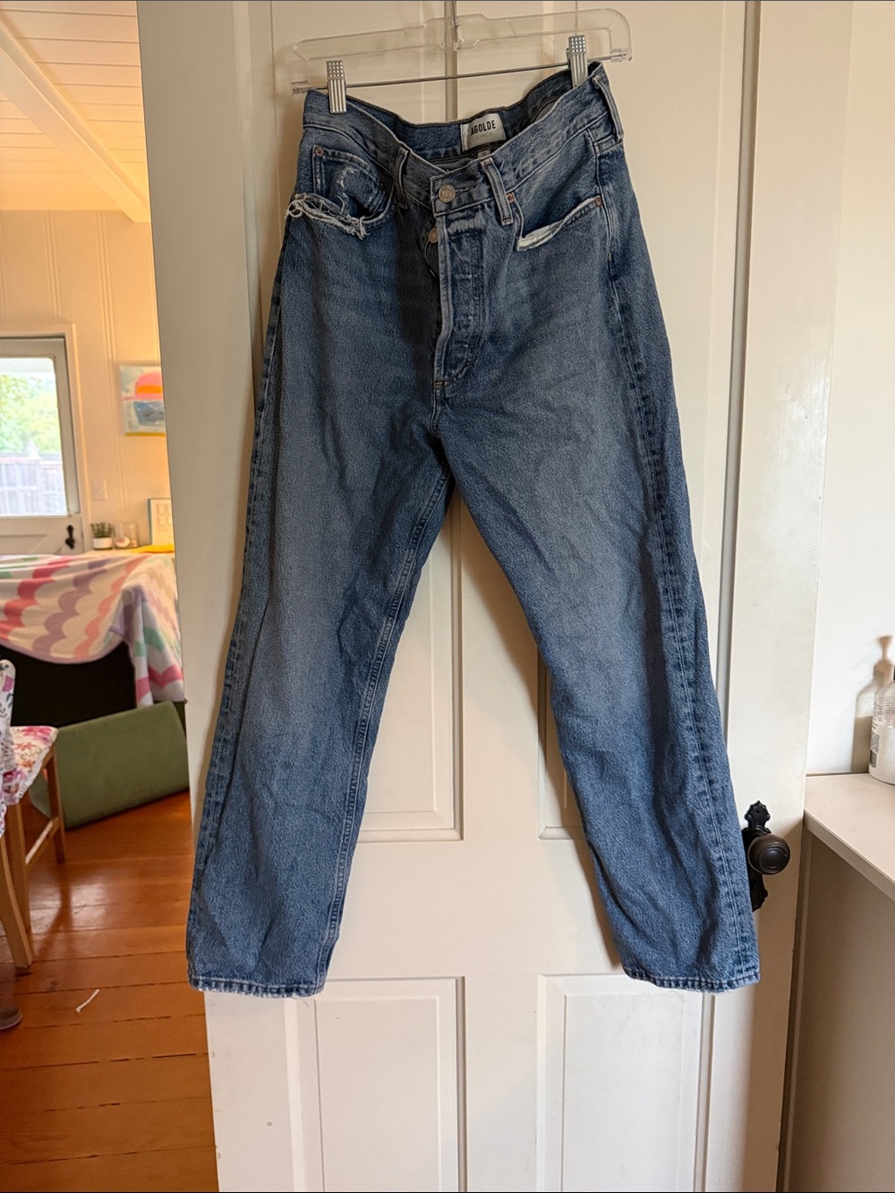 Agolde Light-Mid Wash High-Rise Straight Jeans